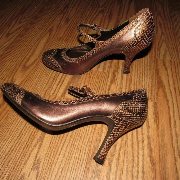 Franco Sarto Mary Jane Snakeskin Pumps Heels 8.5M - Picture 1 of 7